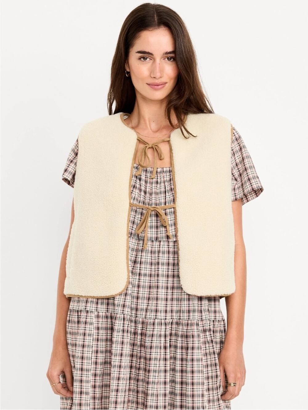 Old Navy Cozy Cashmere Tie-Front Sherpa Vest